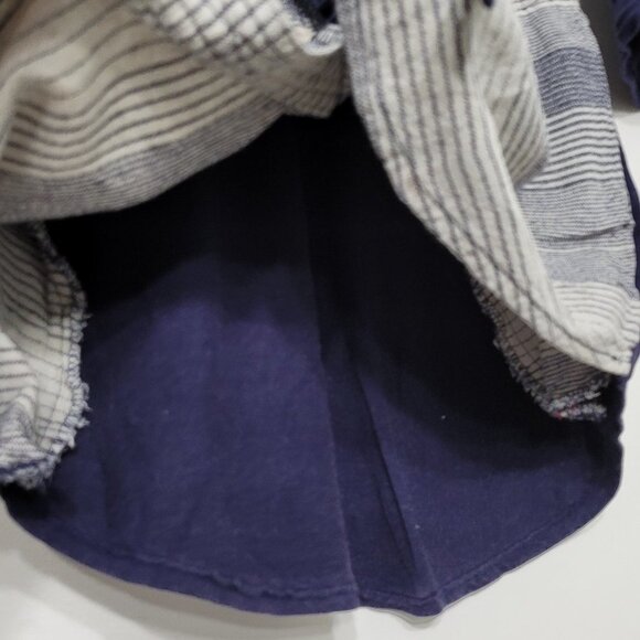 9-H15 StCL Anthropology Navy Blue Striped Shirt Roll Tab Sleeves Pockets XS - Picture 3 of 13